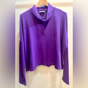 Bryn Walker Pullover Women’s Medium Purple Bamboo Organic Cotton Cowl Neck USA